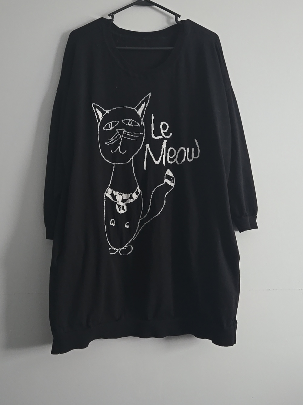 Melissa McCarthy Black 'Le Meow' Cat Graphic Sweater, 1X - 2X